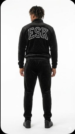 The "ESK" Luxe Quilted Velour Tracksuit - Black