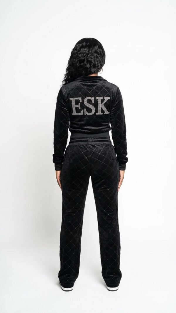 ESK Diamond-Quilted Rhinestone Tracksuit.