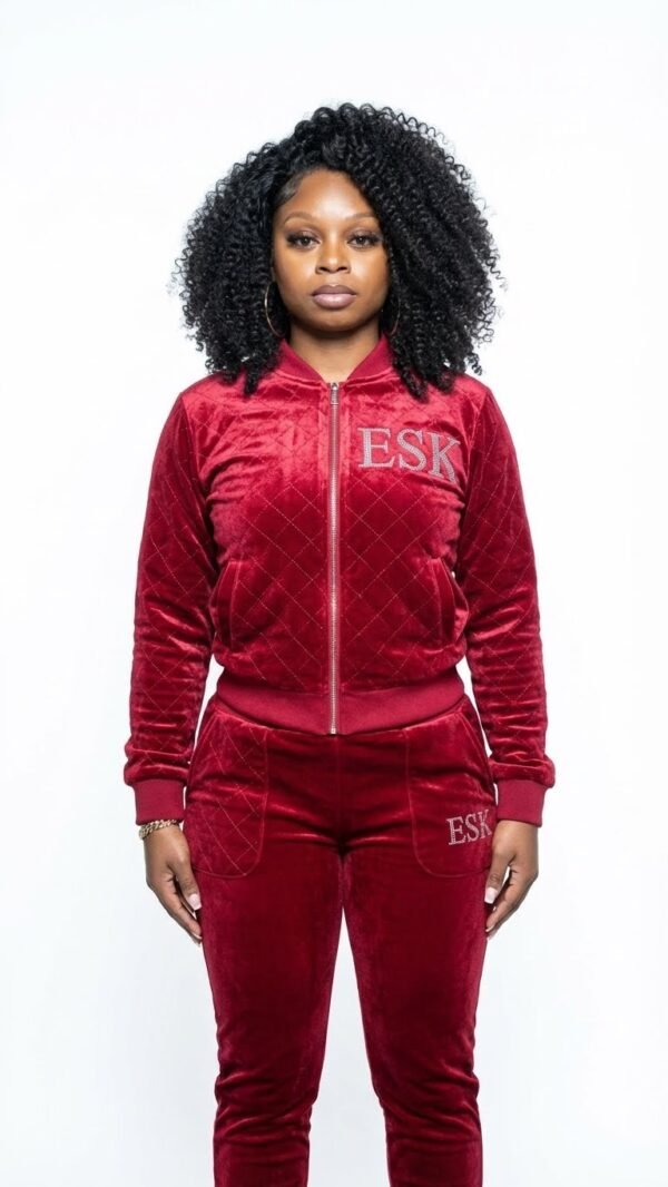 The Luxe Crimson Quilted Velour Set