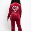 The Diamond Crest Quilted Velour Set - Burgundy