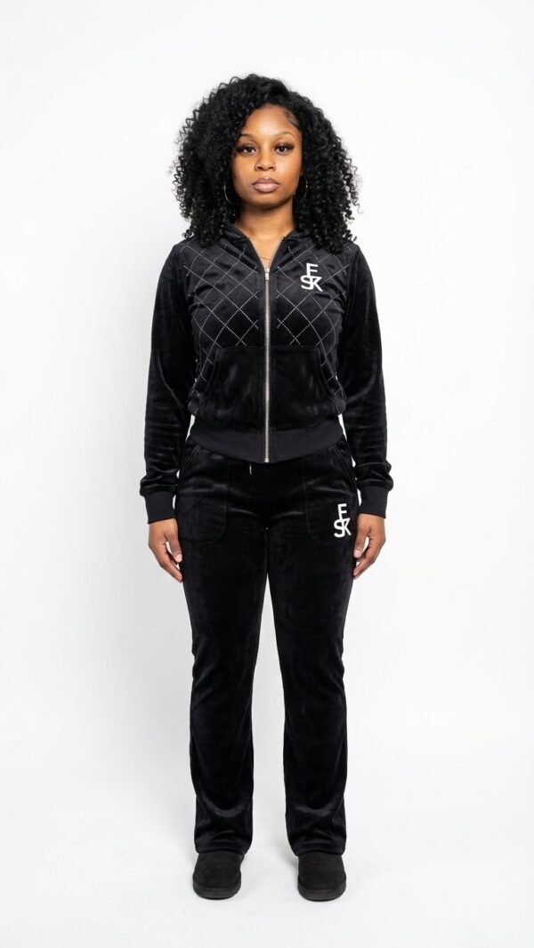 Envy Street Knowledge Velour Hoodie Set - Black