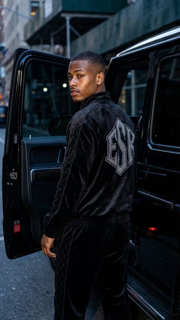 The "ESK" Diamond-Quilted Velvet Tracksuit