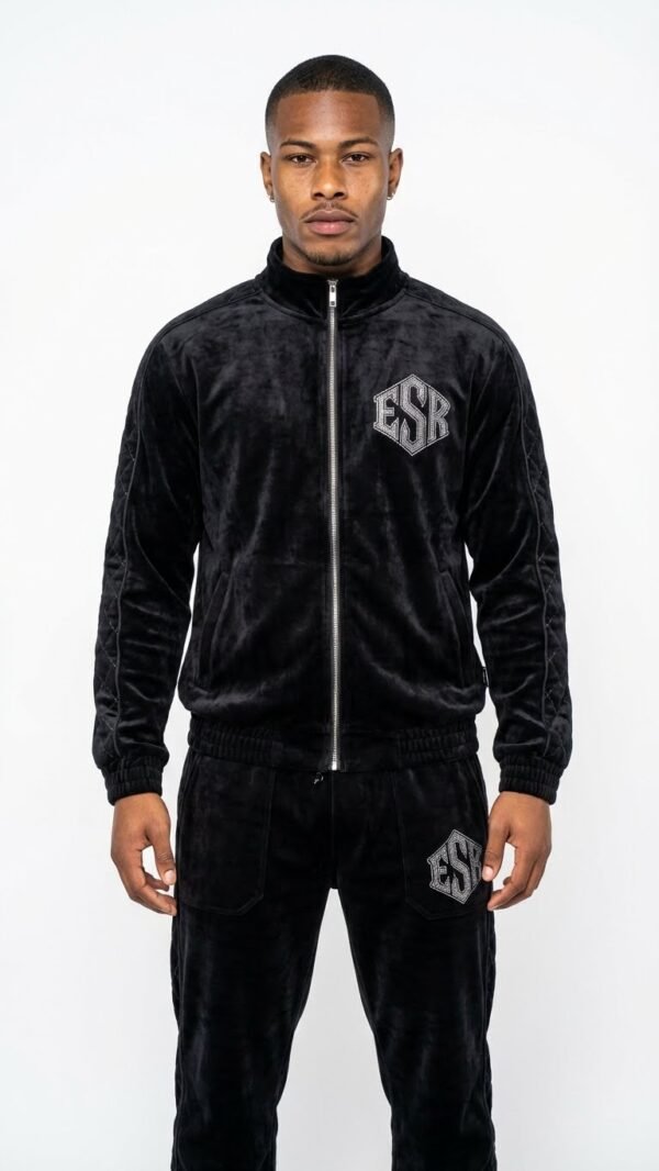 The "ESK" Diamond-Quilted Velvet Tracksuit