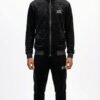 ESK Jet Black Quilted Velour Tracksuit 