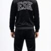 ESK Jet Black Quilted Velour Tracksuit 