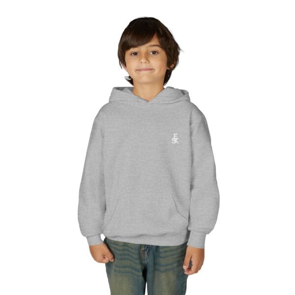 Youth Hoodie — Minimal White 'FK' Chest Logo, Cozy Everyday Pullover