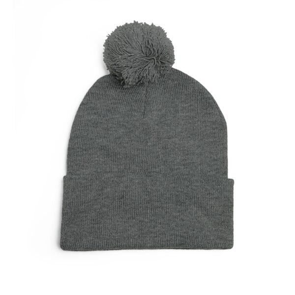 Embroidered Pom-Pom Knit Beanie — 'ENVY' Logo Winter Hat