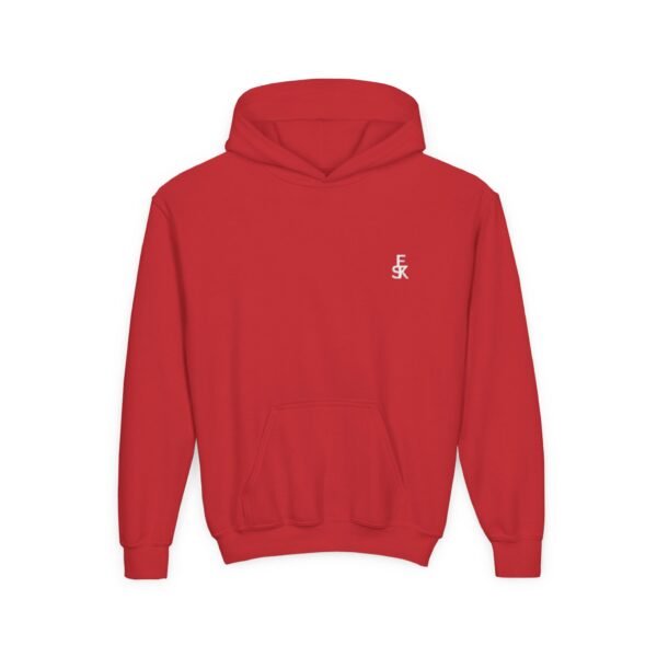 Youth Hoodie — Minimal White 'FK' Chest Logo, Cozy Everyday Pullover