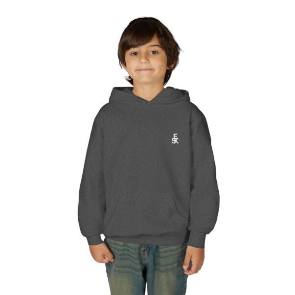 Youth Hoodie — Minimal White 'FK' Chest Logo, Cozy Everyday Pullover