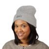 Beanie — Minimal 'ENVY' Embroidered Cuffed Beanie (Classic White)