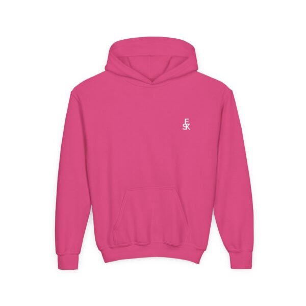 Youth Hoodie — Minimal White 'FK' Chest Logo, Cozy Everyday Pullover