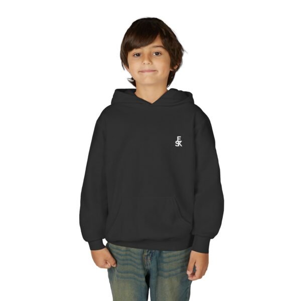 Youth Hoodie — Minimal White 'FK' Chest Logo, Cozy Everyday Pullover