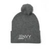 Embroidered Pom-Pom Knit Beanie — 'ENVY' Logo Winter Hat