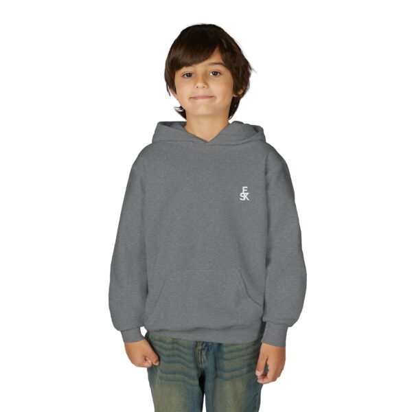 Youth Hoodie — Minimal White 'FK' Chest Logo, Cozy Everyday Pullover