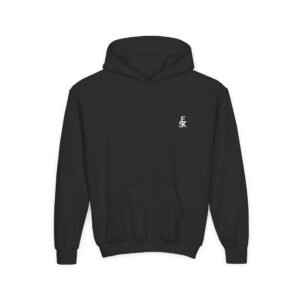 Youth Hoodie — Minimal White 'FK' Chest Logo, Cozy Everyday Pullover