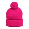 Embroidered Pom-Pom Knit Beanie — 'ENVY' Logo Winter Hat