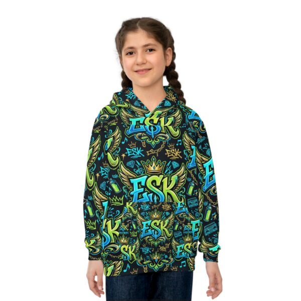 Kids Graffiti Hoodie — Bright Urban ESK Streetwear All-Over Print