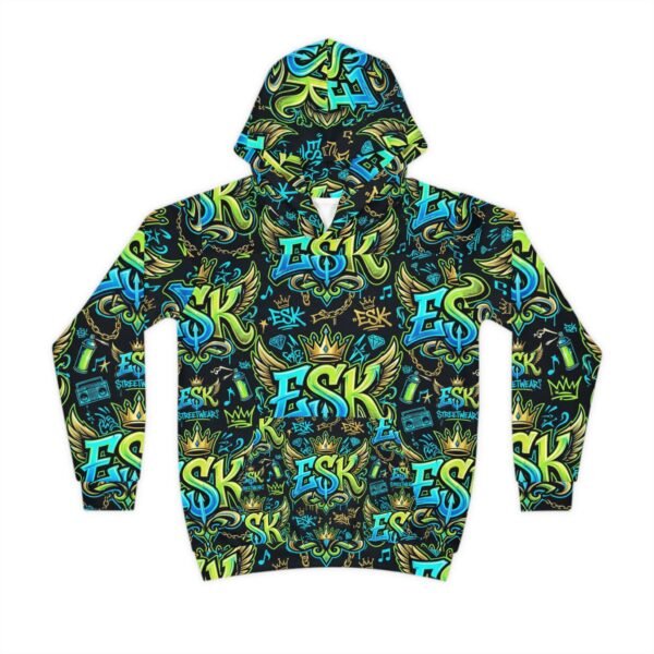 Kids Graffiti Hoodie — Bright Urban ESK Streetwear All-Over Print