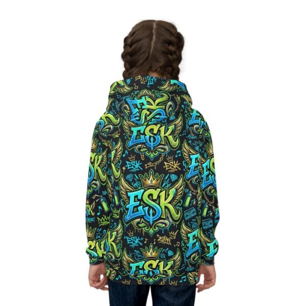 Kids Graffiti Hoodie — Bright Urban ESK Streetwear All-Over Print